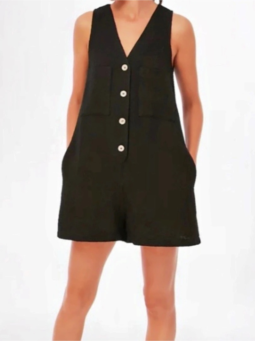 Pomander Place Black Textured Myla Romper Black Size Small